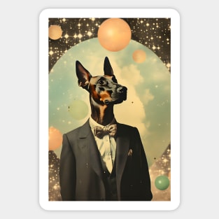 Doberman Dog Portrait in Suit Vintage Art Sticker